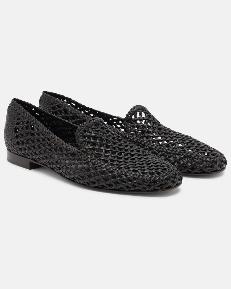 Le Monde Béryl Le Monde Béryl Slip-Ons aus gewebtem Leder Schwarz
