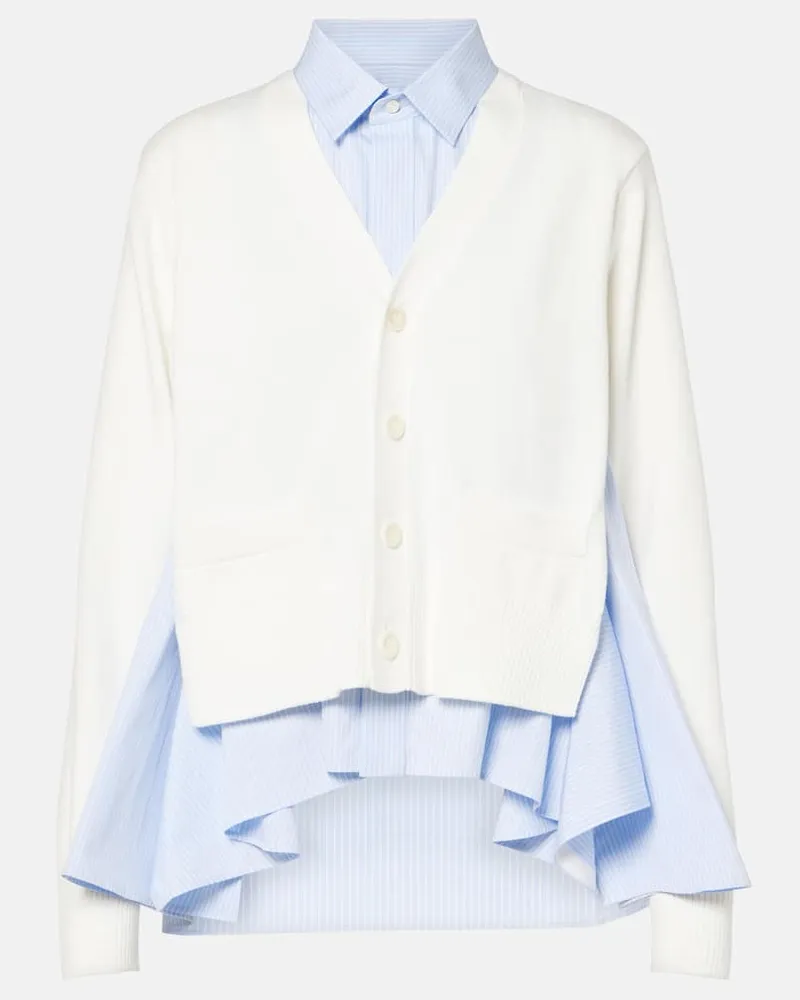 Sacai Cardigan aus einem Baumwollgemisch Weiß