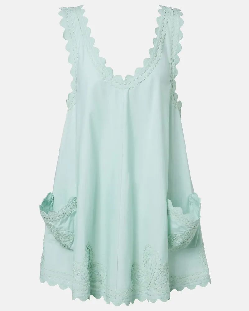 Juliet Dunn Besticktes Minikleid aus Baumwollpopeline Grün