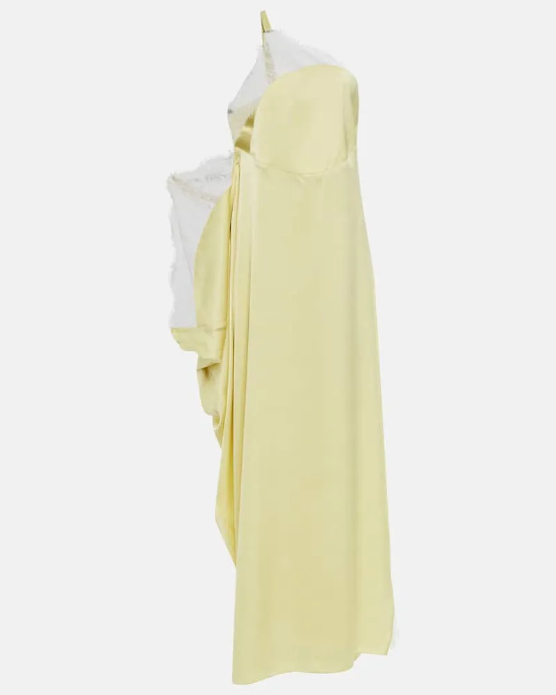 J.W.Anderson Maxikleid aus Satin mit Spitze Gelb