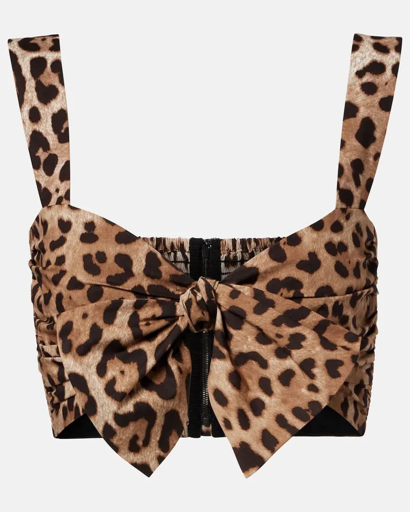 Dolce & Gabbana Bedrucktes Cropped-Top aus Baumwolle Braun