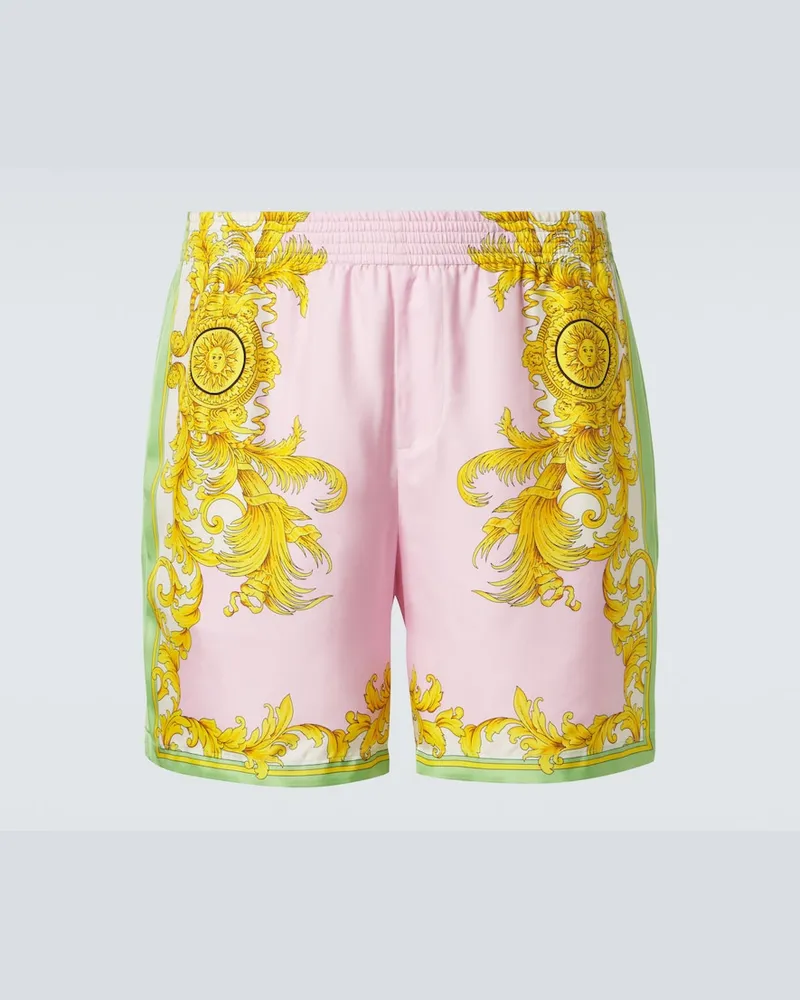 Versace Bedruckte Shorts aus Seide Multicolor