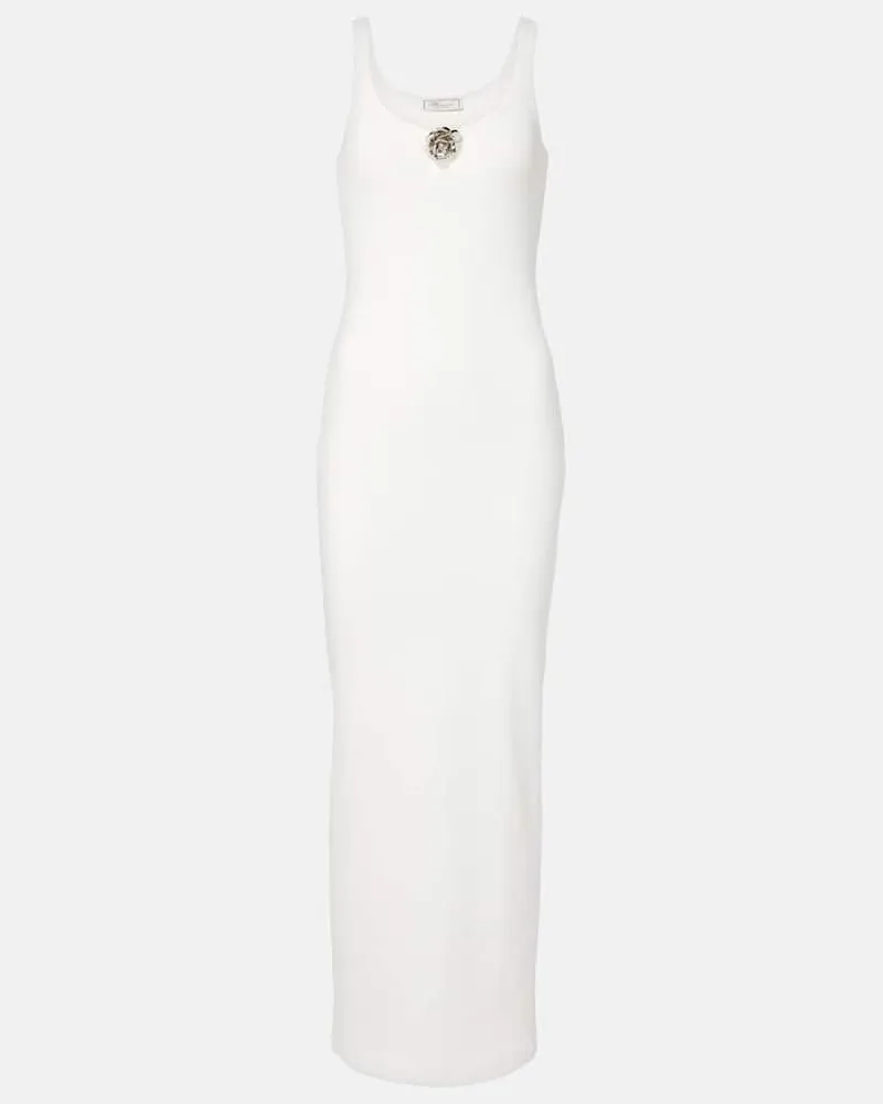 Blumarine Maxikleid aus Baumwoll-Jersey Weiß