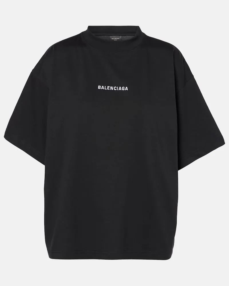 Balenciaga Bedrucktes T-Shirt aus Baumwoll-Jersey Schwarz