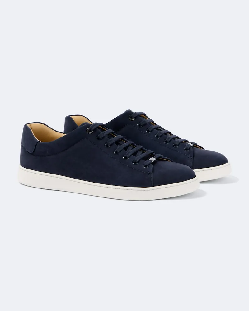 Brioni Sneakers aus Veloursleder Blau