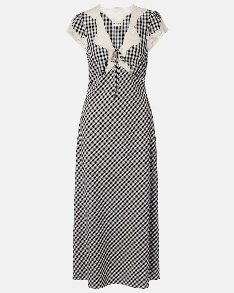 RIXO Midikleid Amari mit Spitze Schwarz