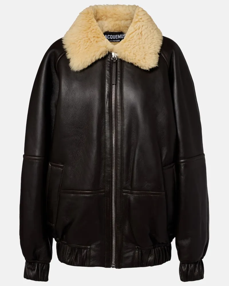 Jacquemus Bomberjacke Bombardier mit Shearling Braun