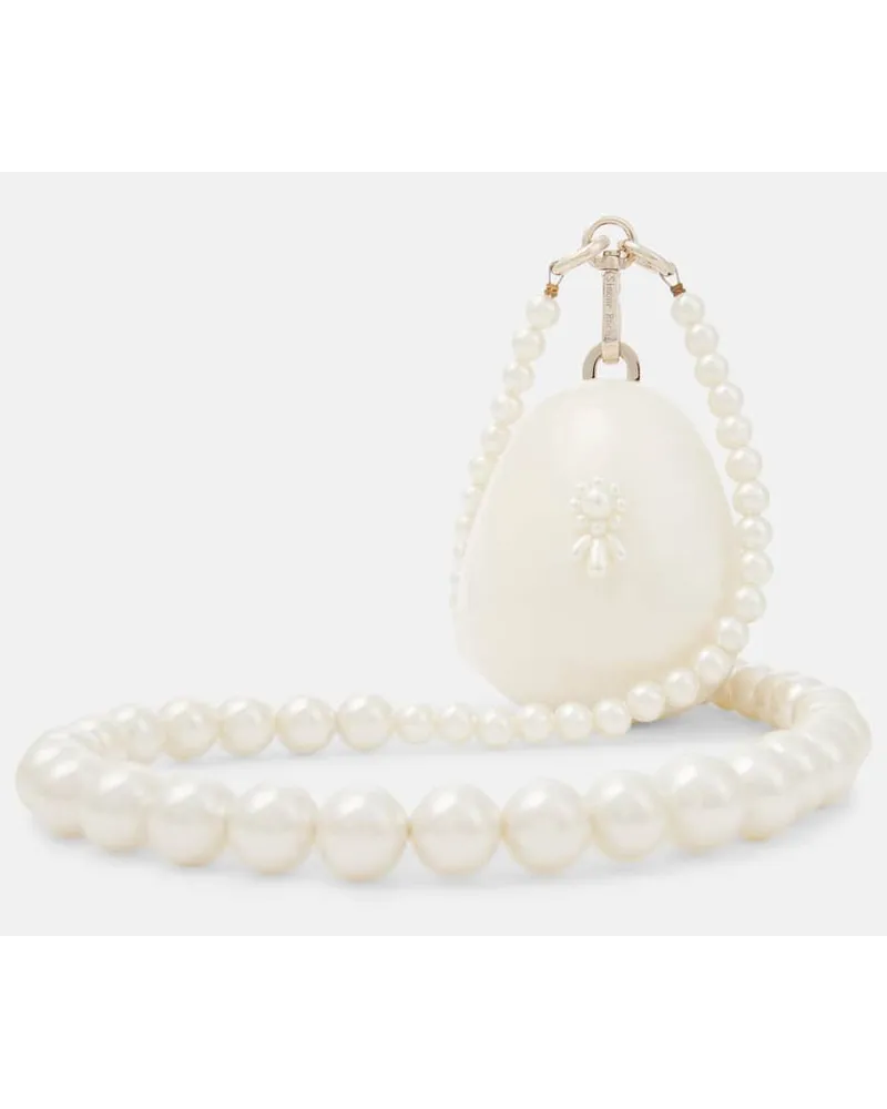 Simone Rocha Verzierte Clutch Nano Egg Weiss