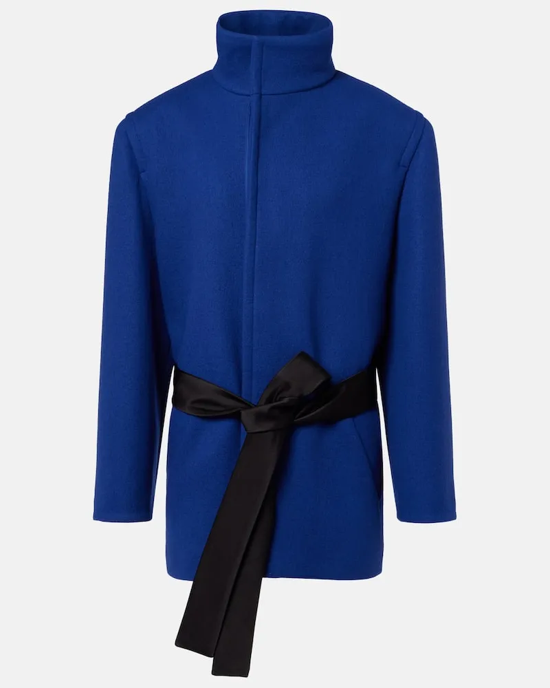Saint Laurent Mantel aus Wolle Blau