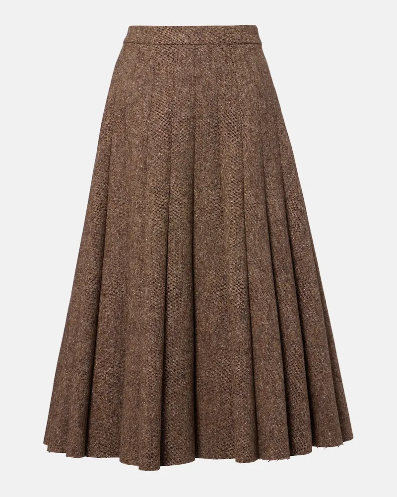 Brunello Cucinelli Midirock aus Tweed aus einem Wollgemisch Braun