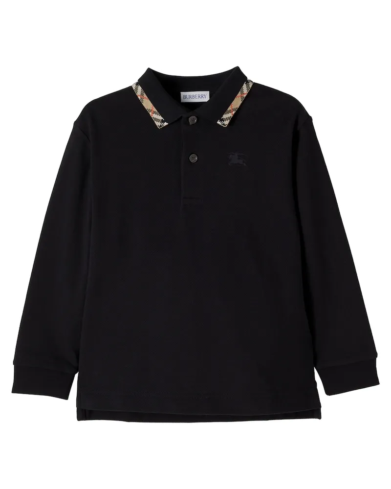 Burberry Polohemd Burberry Check aus Baumwoll-Piqué Schwarz