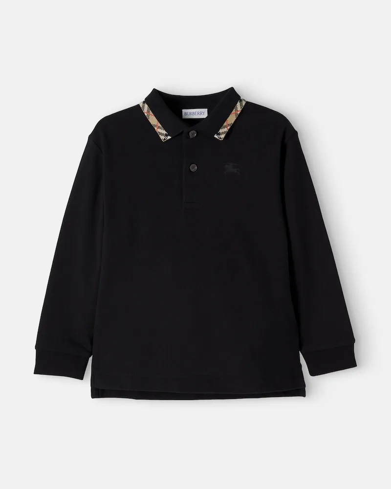 Burberry Polohemd Burberry Check aus Baumwoll-Piqué Schwarz