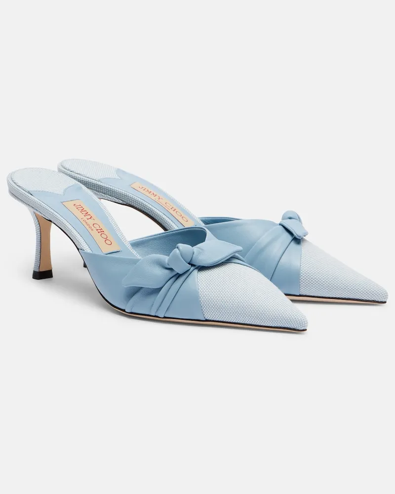 Jimmy Choo Mules Livi aus Leder und Canvas Blau