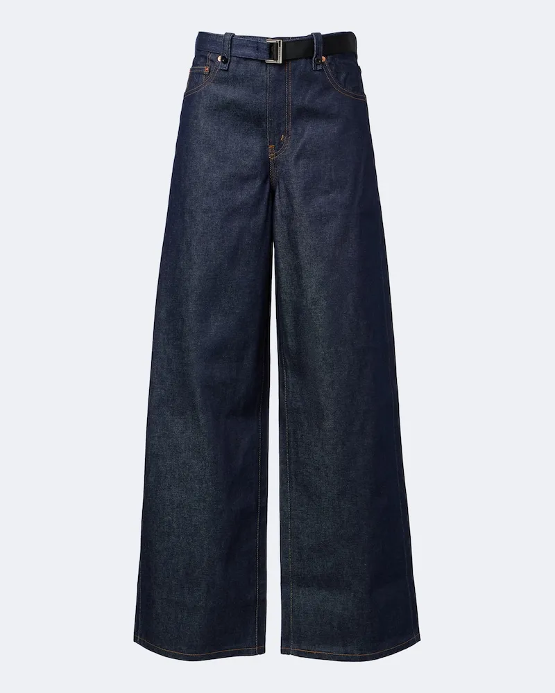 Sacai Wide-Leg Jeans Blau
