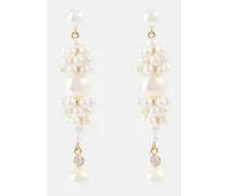 Ohrringe Reve de Diamant aus 14kt Gelbgold mit Diamanten und Suesswasserperlen