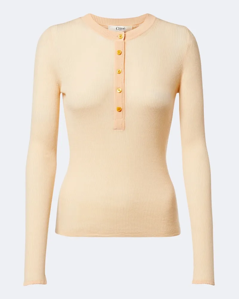 Chloé Chloé Hemd aus Wolle mit Seidenbesatz Orange
