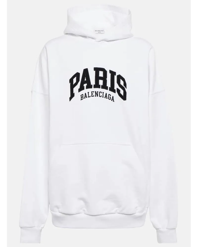 Balenciaga Cities Hoodie Paris aus Baumwolle Weiss