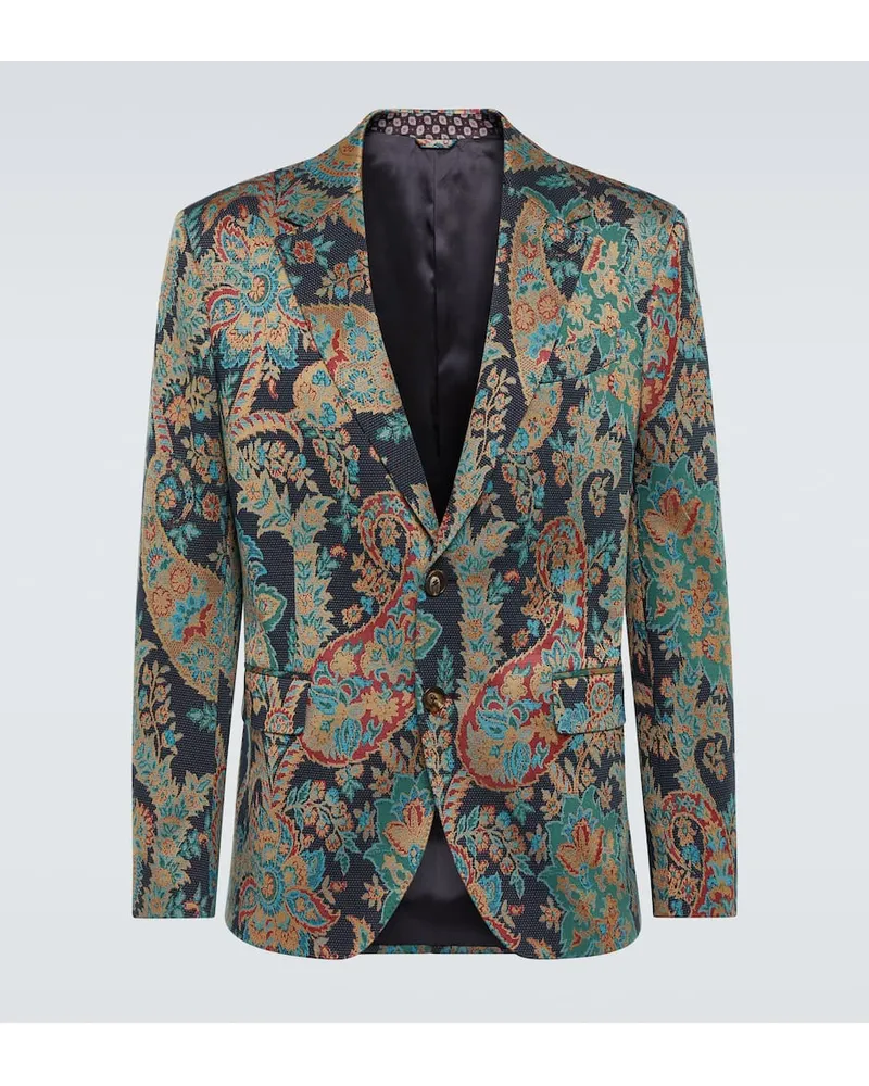 Etro Blazer aus Jacquard Blau