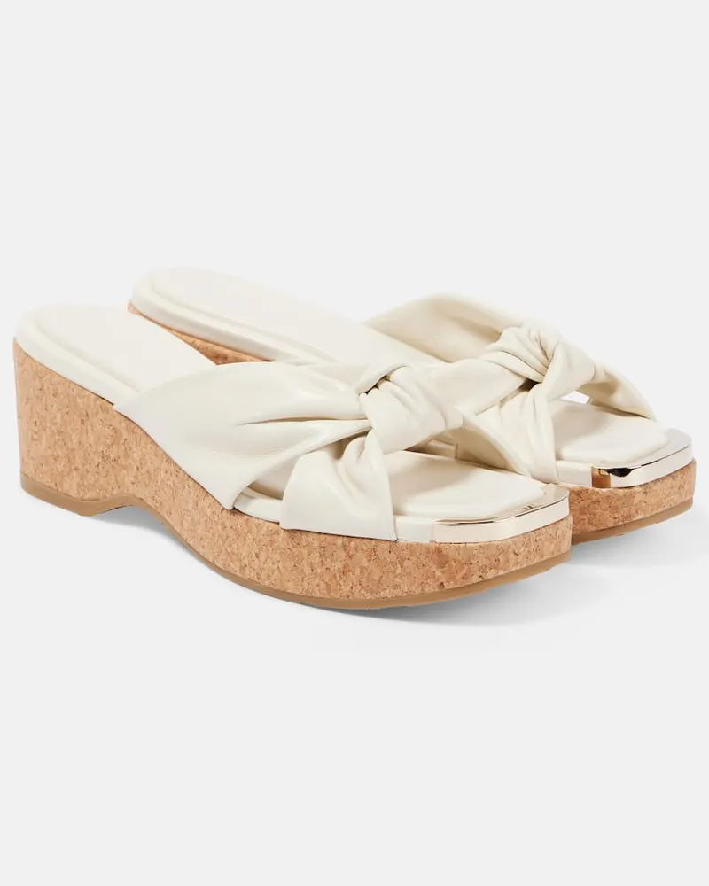 Jimmy Choo Wedge-Pantoletten Avenue 50 aus Leder Weiß