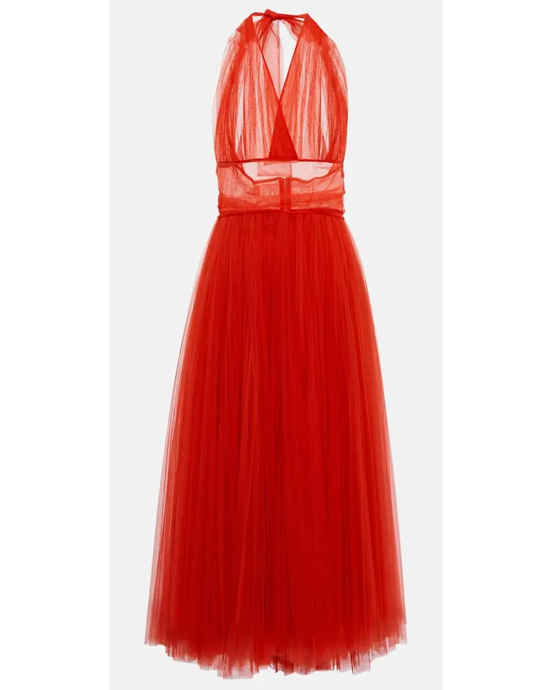 Dolce & Gabbana Midikleid aus Tüll Rot