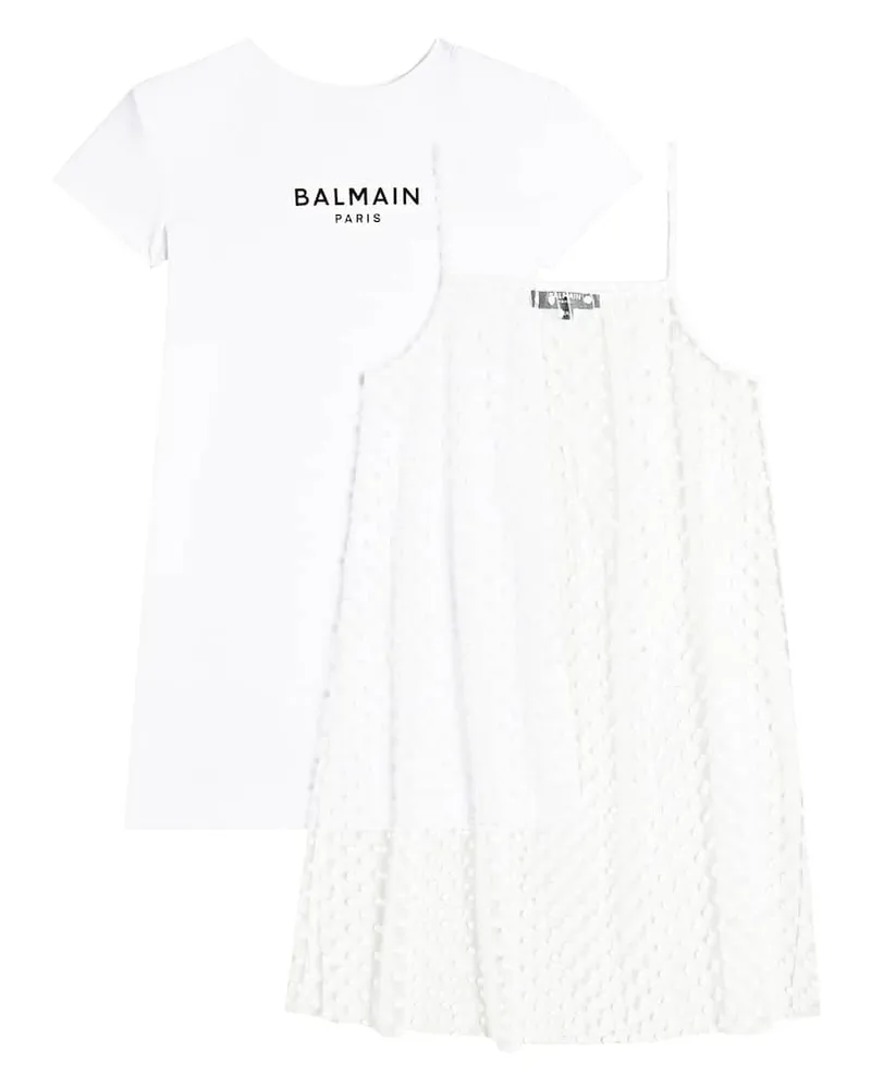 Balmain Kleid aus Baumwoll-Jersey Weiß