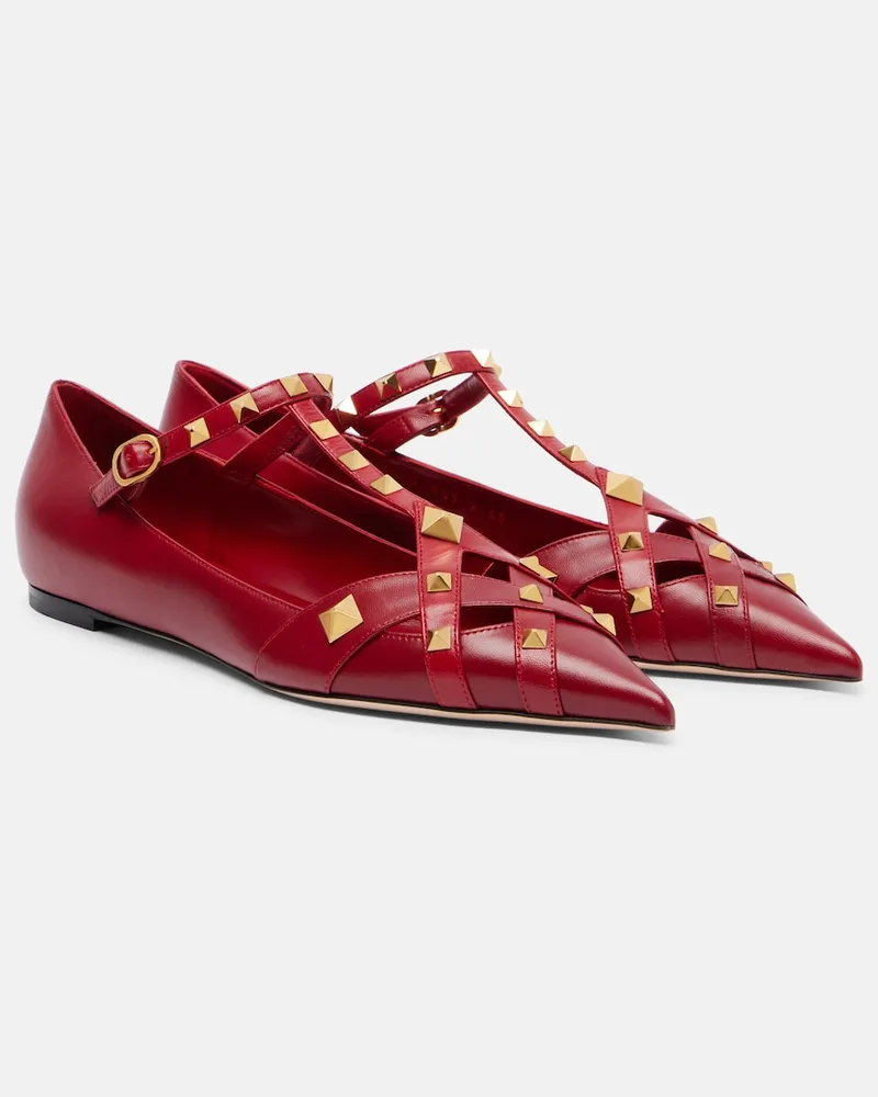 Valentino Garavani Ballerinas Studdy aus Leder Rot