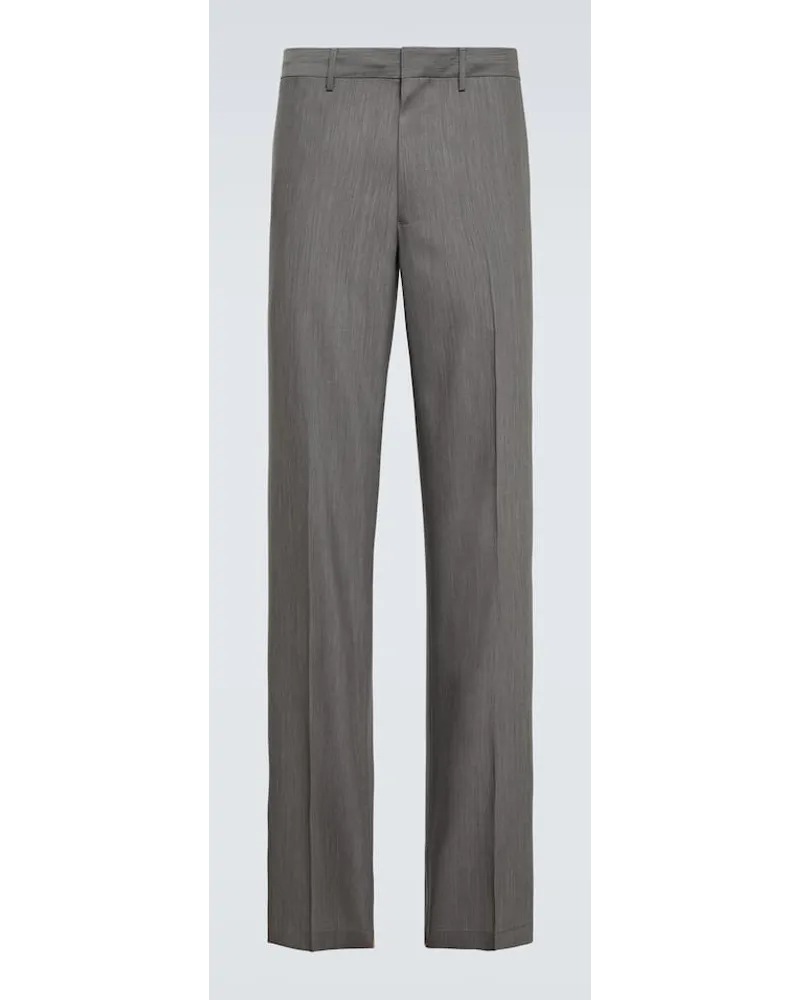 Prada Schmale Hose aus Wolle und Mohair Grau