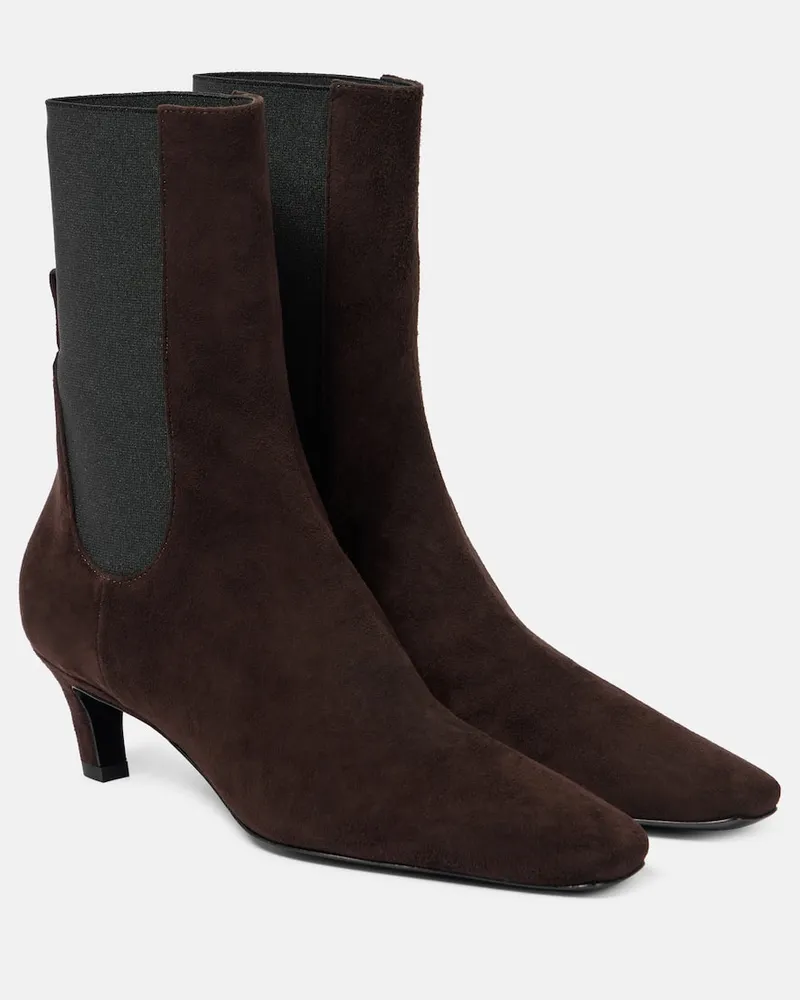 Totême Ankle Boots aus Veloursleder Braun