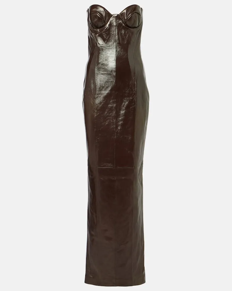 The New Arrivals Ilkyaz Ozel Robe Rochelle aus Leder Schwarz