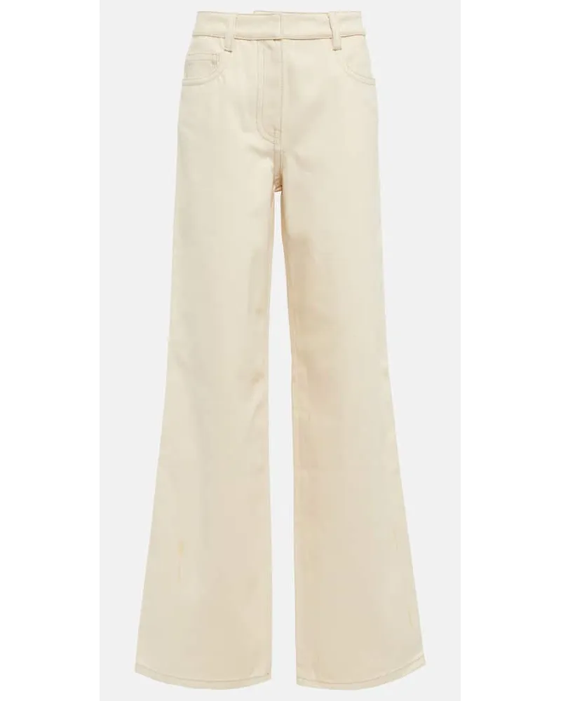 Prada High-Rise Wide Leg Jeans Beige