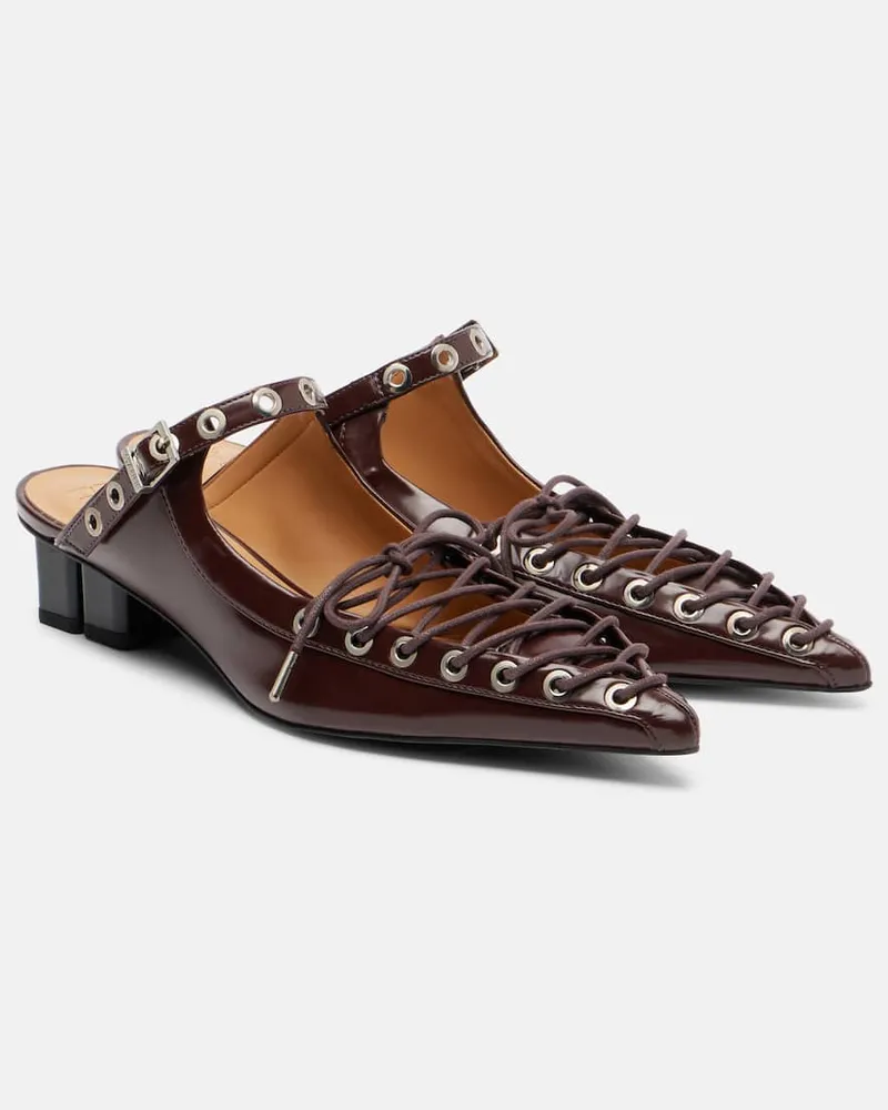 Ganni Mules Eyelets 35 Burgund