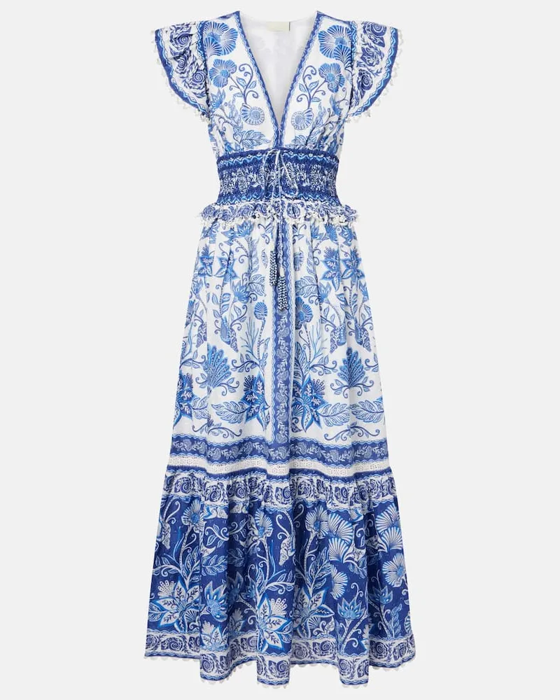 FARM Rio Bedrucktes Maxikleid aus Baumwolle Blau