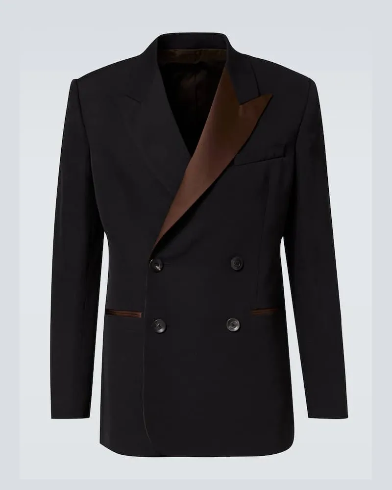 Wales Bonner Smokingjacke Rise aus Wolle mit Satin Schwarz