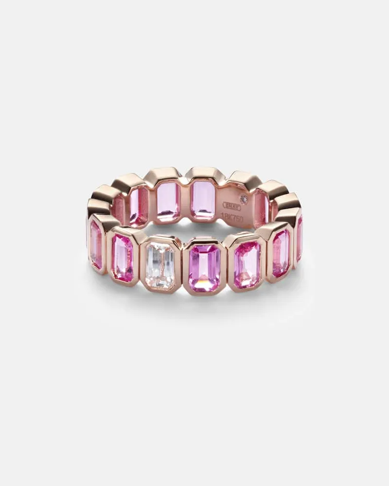 SHAY Ring aus 18kt Roségold mit Diamant und Saphiren Pink
