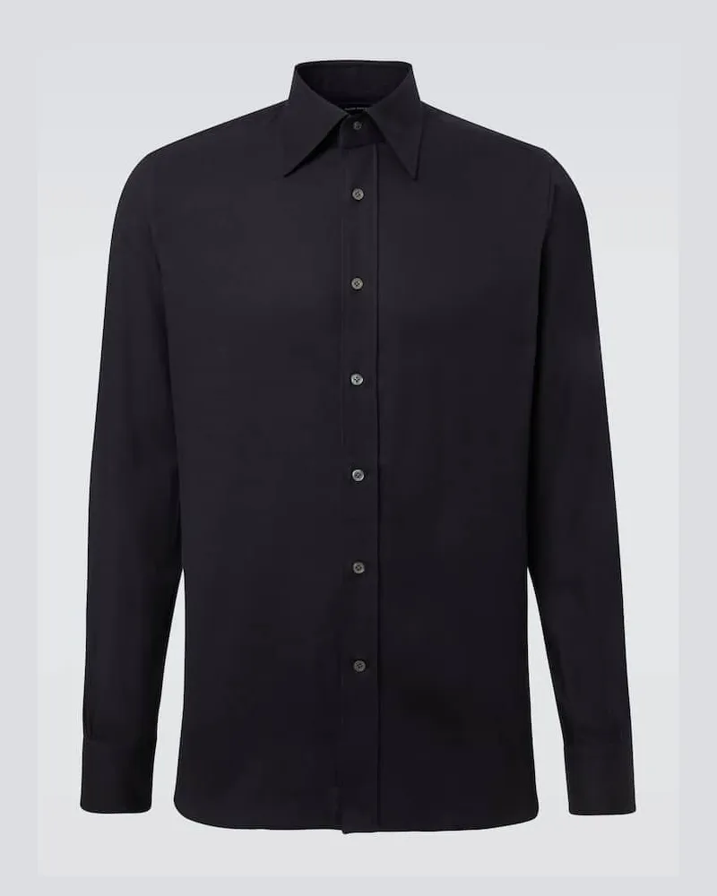 Thom Sweeney Hemd aus Baumwollflanell Schwarz