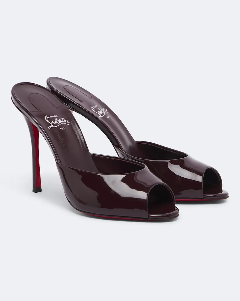 Christian Louboutin Pantoletten Me Dolly aus Lackleder Burgunderrot