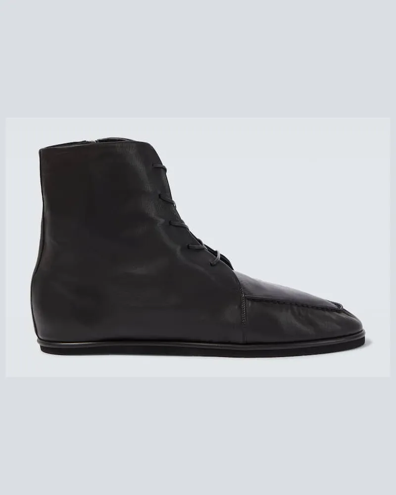 AURALEE SchnÃ¼rstiefel aus Leder Schwarz