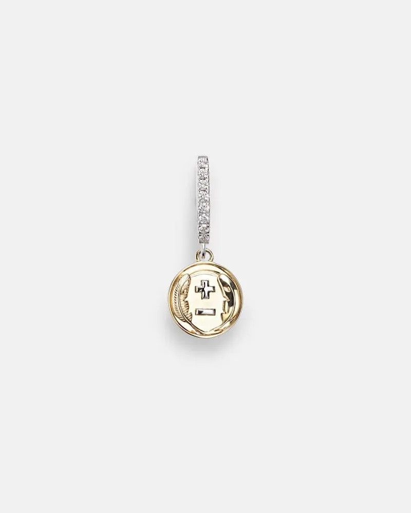 FOUNDRAE Einzelner Ohrring Vivacity Mini aus 18kt Weiß- und Gelbgold mit Diamanten Gold