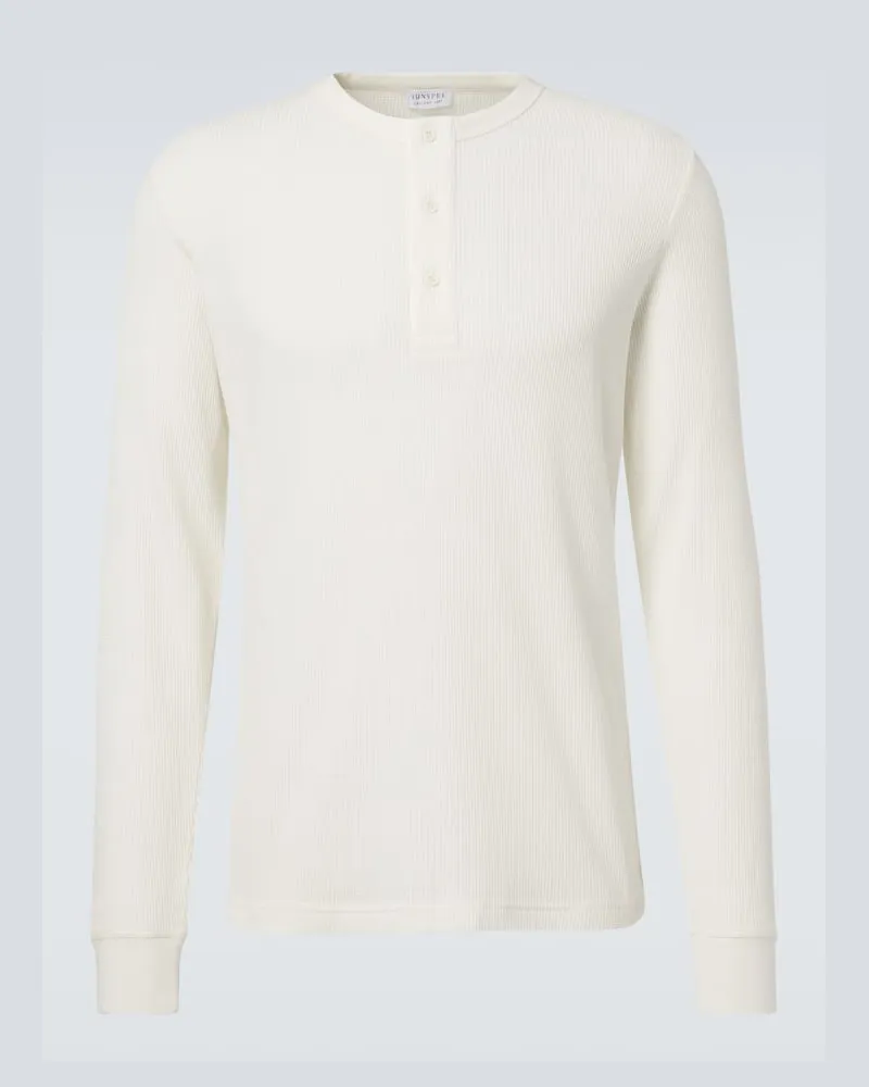 Sunspel Henley-Top aus Baumwolle Weiß