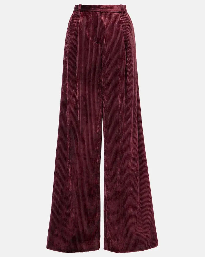 Dorothee Schumacher Weite Mid-Rise-Hose aus Cord Burgunderrot