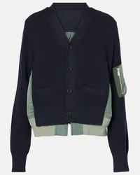 Sacai Cardigan aus einem Baumwollgemisch Blau