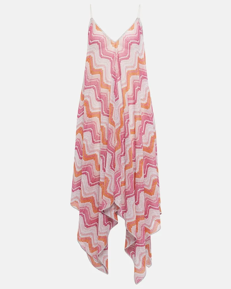Missoni Maxikleid aus Häkelstrick Rosa