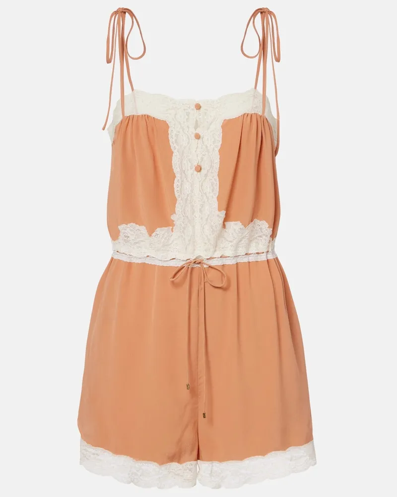 Chloé Chloé Playsuit aus Seide mit Spitze Rosa