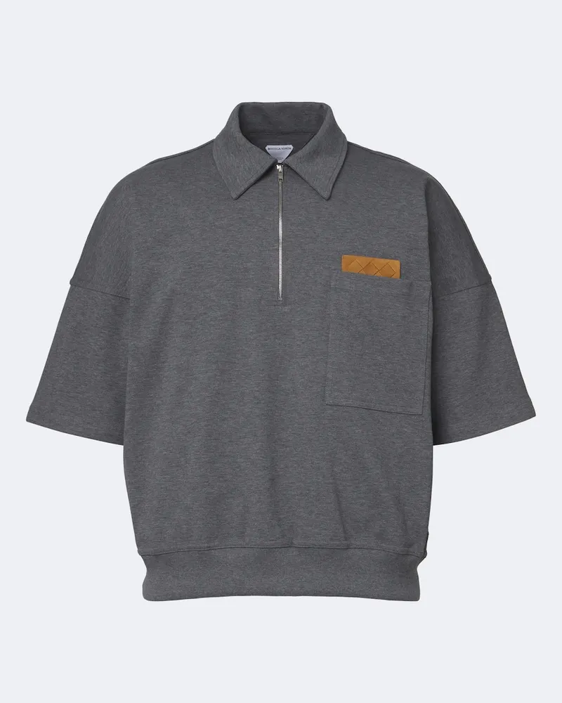 Bottega Veneta Poloshirt Intrecciato aus Baumwolle Grau