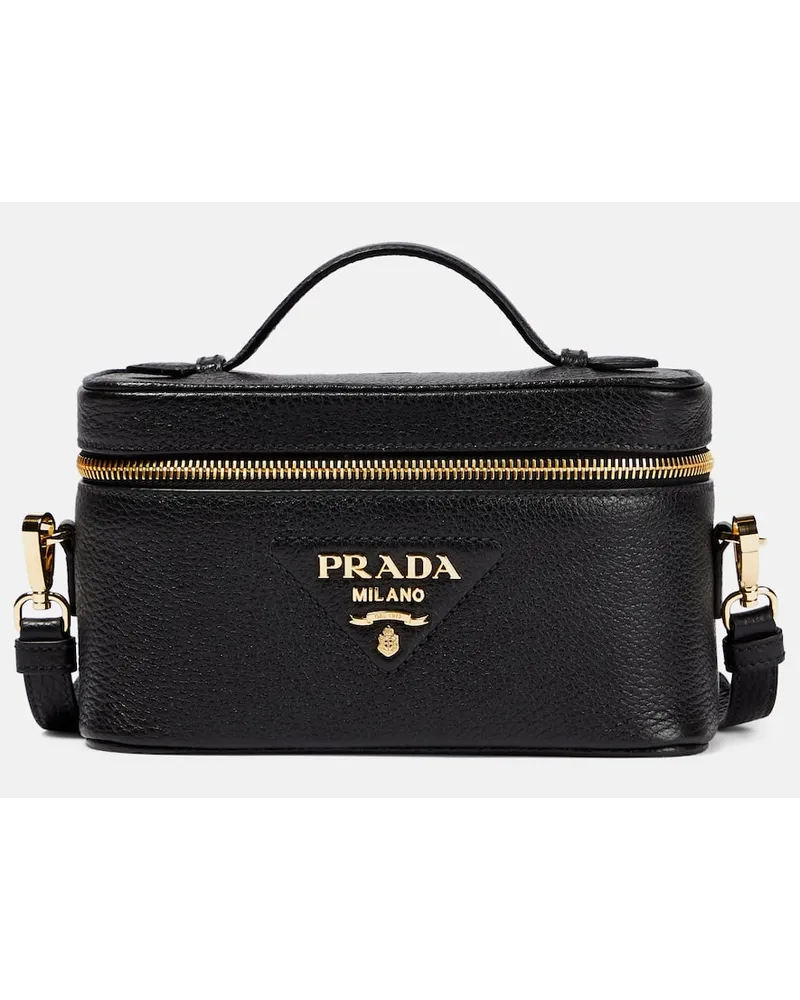 Prada Schultertasche Mini aus Leder Schwarz