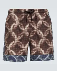 Dries van Noten Bedruckte Badeshorts Grau