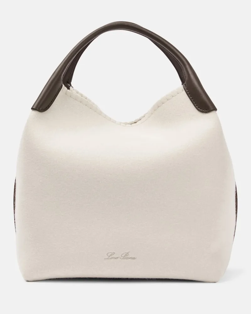 Loro Piana Tote Bale Large mit Leder Weiß