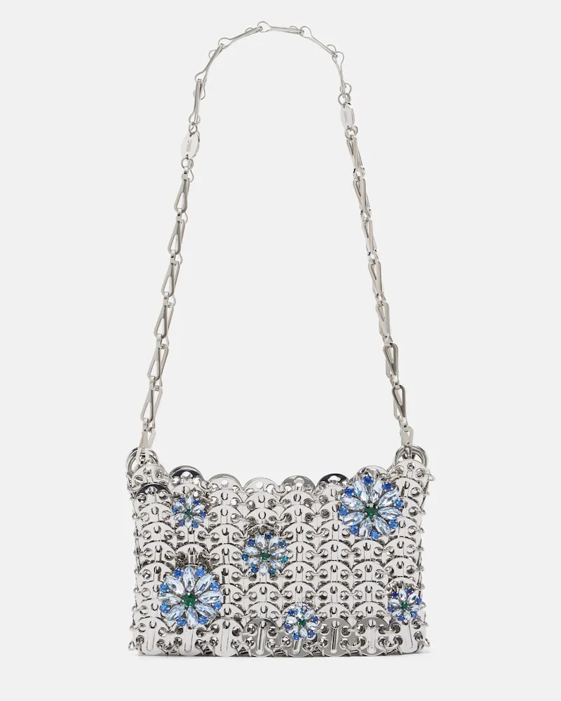 Paco Rabanne Schultertasche Sac A Main Small mit Kristallen Silber