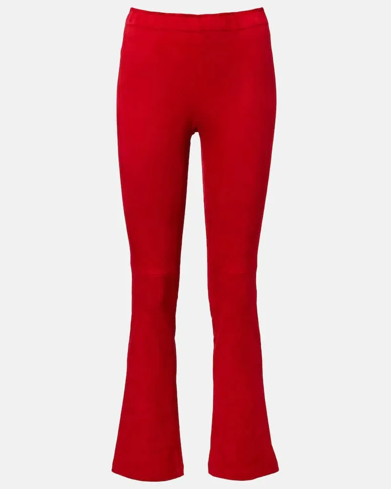 Stouls Schmale Hose JP Twenty aus Veloursleder Rot