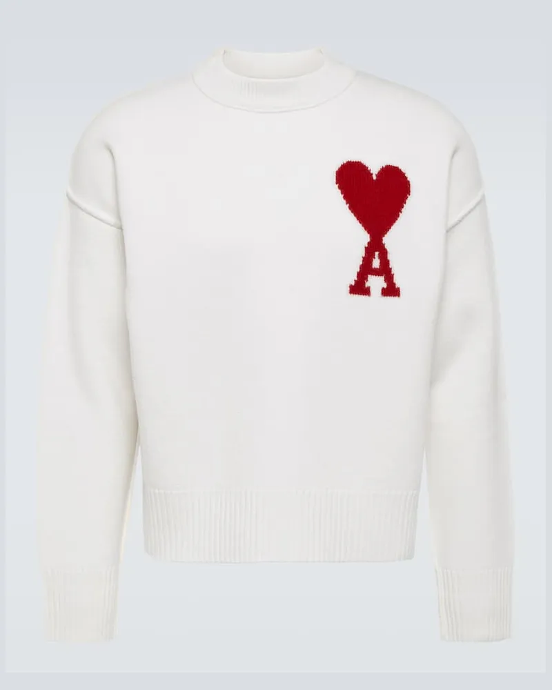 AMI Paris Pullover Ami de Cœur aus Wolle Weiß
